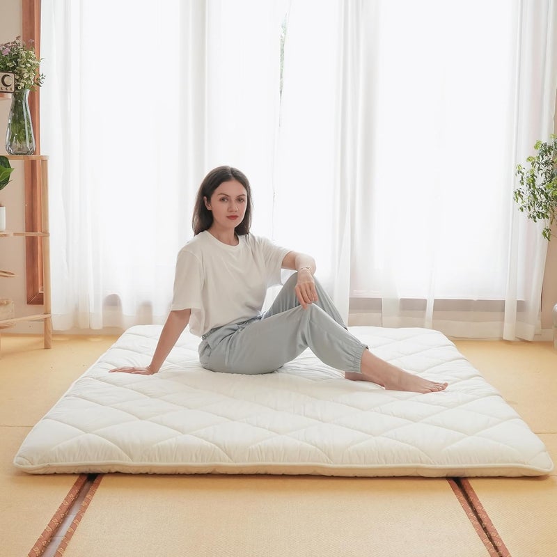 DR.FUTON Japanese Floor Futon Mattress Traditional Cotton Shikibuton Foldable Roll Up Bed Queen - Image 2